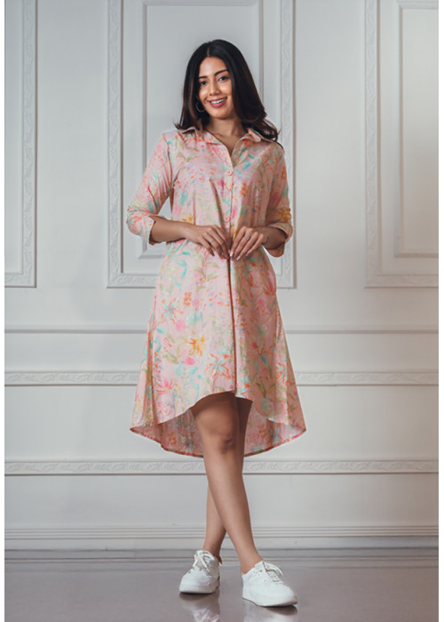 FLORTY PINK MIX KURTA